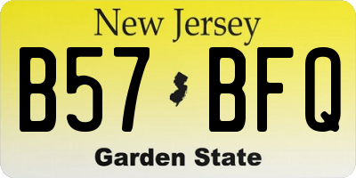 NJ license plate B57BFQ