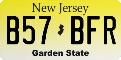 NJ license plate B57BFR