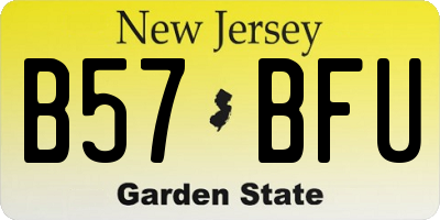 NJ license plate B57BFU