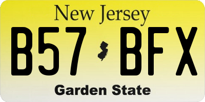 NJ license plate B57BFX