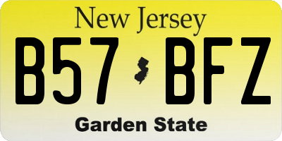 NJ license plate B57BFZ