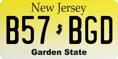 NJ license plate B57BGD