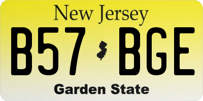 NJ license plate B57BGE