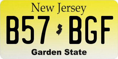 NJ license plate B57BGF