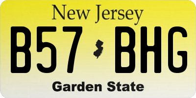 NJ license plate B57BHG