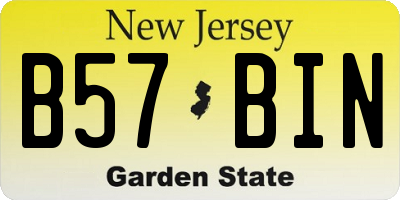 NJ license plate B57BIN