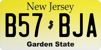 NJ license plate B57BJA