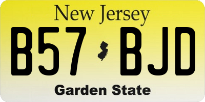 NJ license plate B57BJD