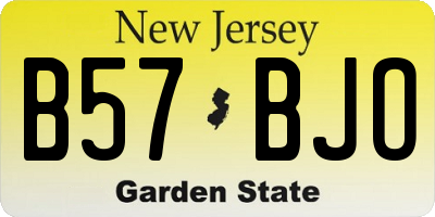NJ license plate B57BJO