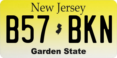 NJ license plate B57BKN