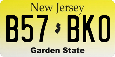 NJ license plate B57BKO