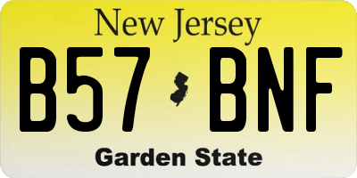 NJ license plate B57BNF