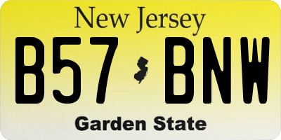 NJ license plate B57BNW