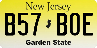 NJ license plate B57BOE