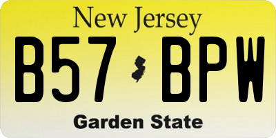 NJ license plate B57BPW
