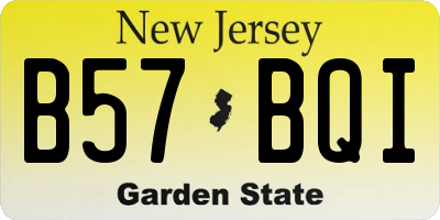NJ license plate B57BQI