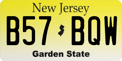 NJ license plate B57BQW
