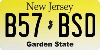 NJ license plate B57BSD