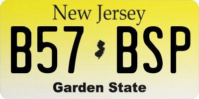 NJ license plate B57BSP