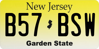 NJ license plate B57BSW