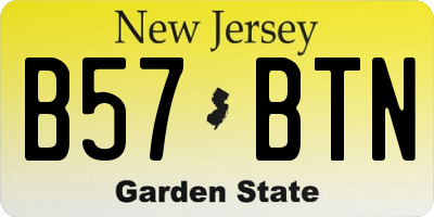NJ license plate B57BTN