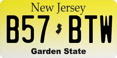 NJ license plate B57BTW