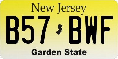 NJ license plate B57BWF