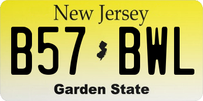 NJ license plate B57BWL