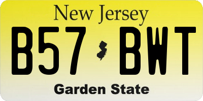 NJ license plate B57BWT