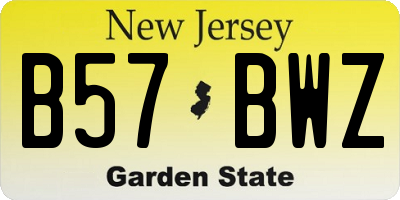 NJ license plate B57BWZ
