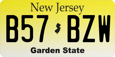 NJ license plate B57BZW