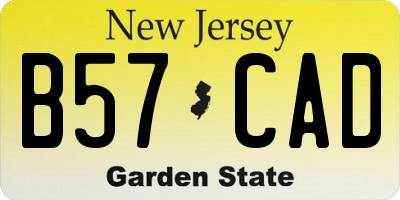 NJ license plate B57CAD