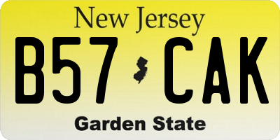 NJ license plate B57CAK