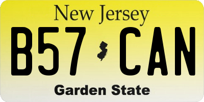 NJ license plate B57CAN