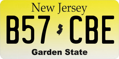 NJ license plate B57CBE
