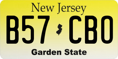 NJ license plate B57CBO
