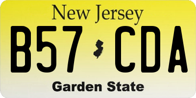 NJ license plate B57CDA