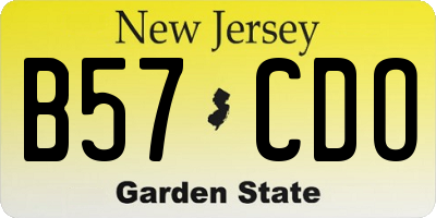 NJ license plate B57CDO