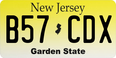 NJ license plate B57CDX