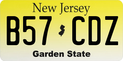 NJ license plate B57CDZ