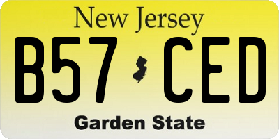 NJ license plate B57CED