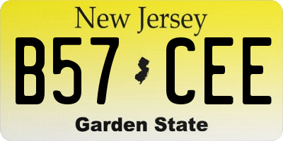 NJ license plate B57CEE