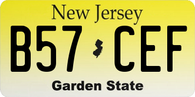 NJ license plate B57CEF