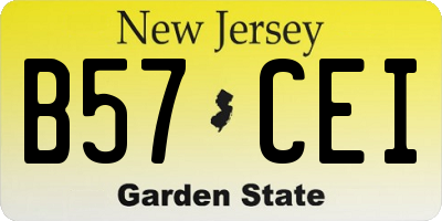 NJ license plate B57CEI
