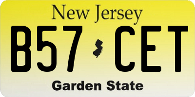 NJ license plate B57CET