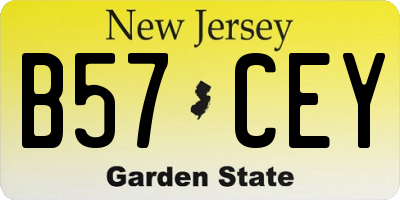 NJ license plate B57CEY