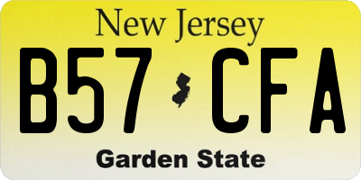 NJ license plate B57CFA