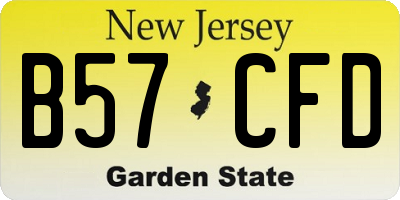 NJ license plate B57CFD