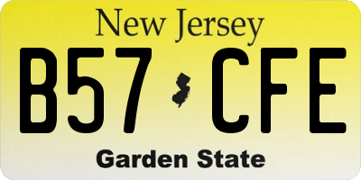 NJ license plate B57CFE