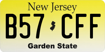 NJ license plate B57CFF